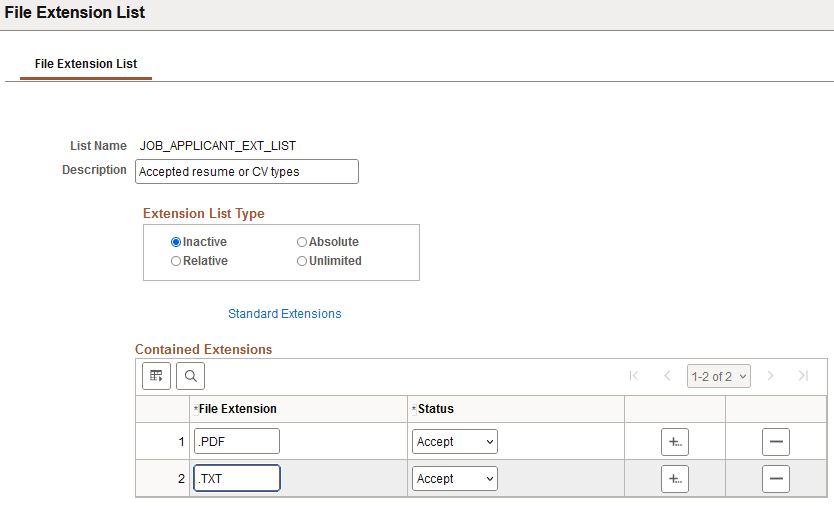File Extension List page