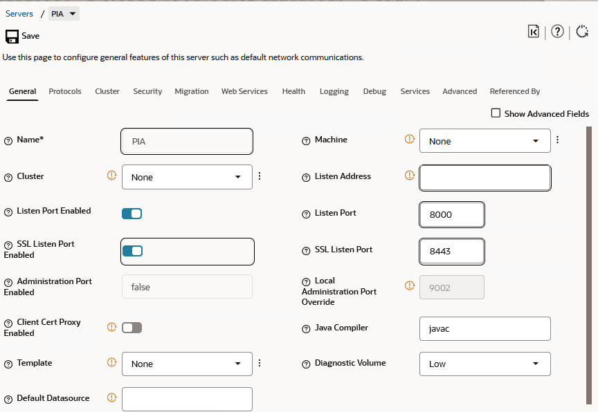 PIA page accessed from the Edit Tree tile