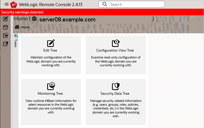 Oracle WebLogic Remote Console home page