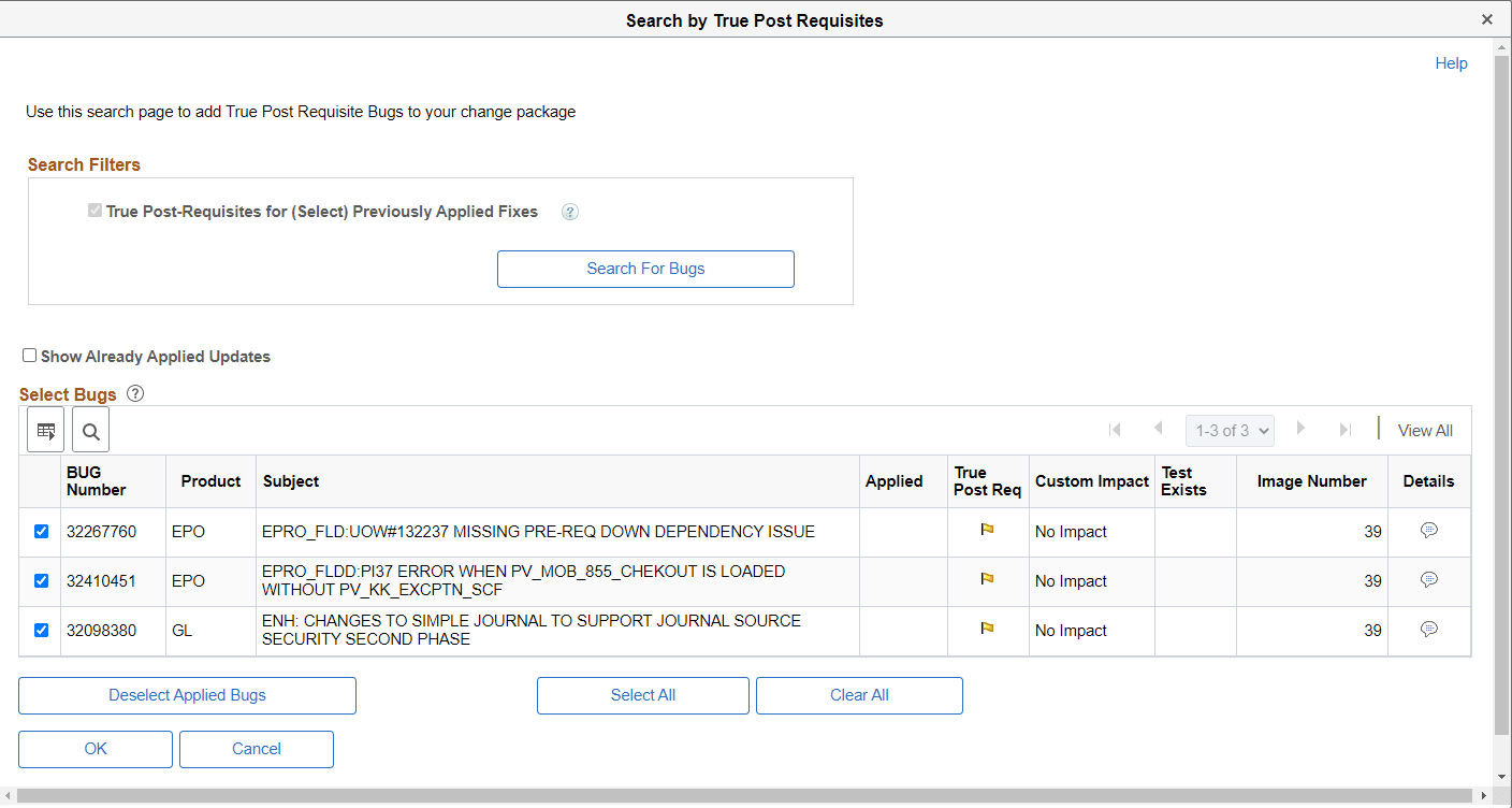 Search by True Post Requisites