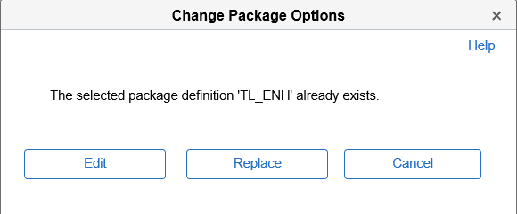 Change Package Options page