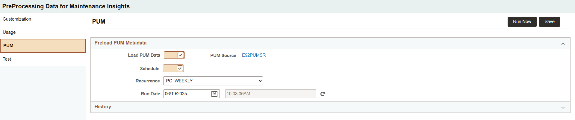 Processing PUM Metadata for LCM Insights