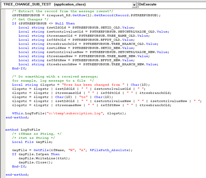Example of creating notification PeopleCode (2 of 2)
