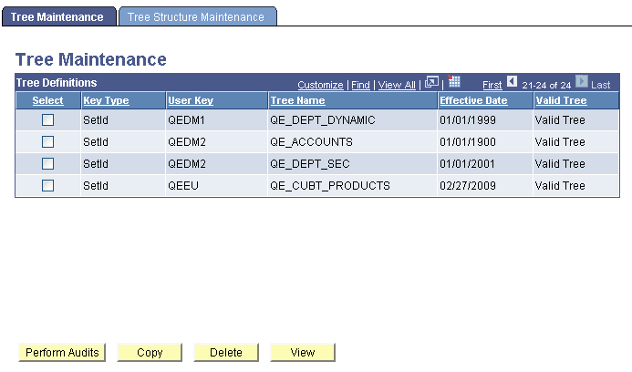 Tree Maintenance page