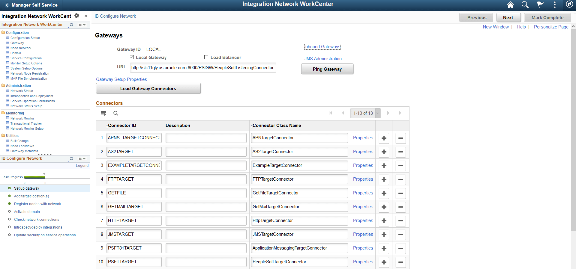 IB Configure Network activity guide with completed tasks