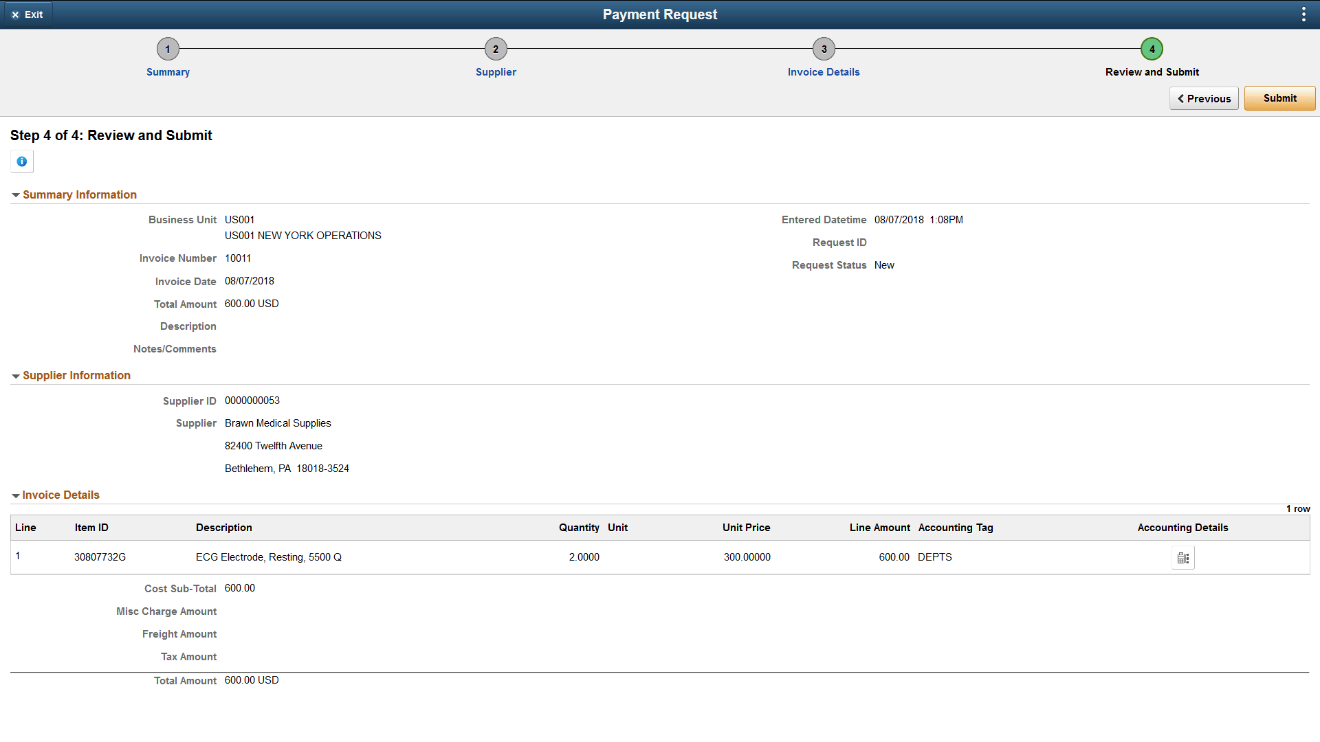 Payment Request step 4