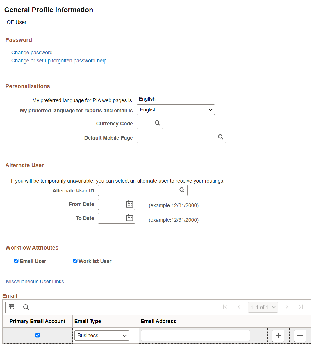 General Profile Information page