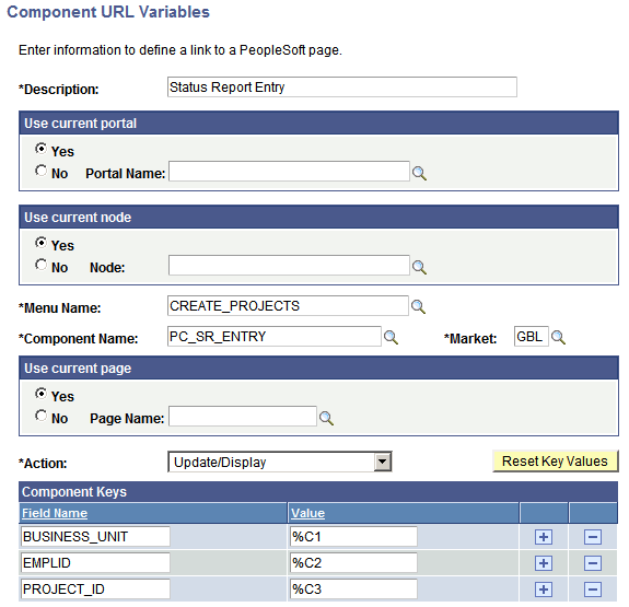 Component URL Variables page