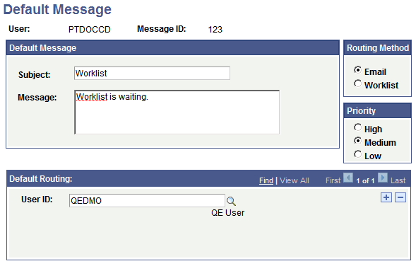Default Message page
