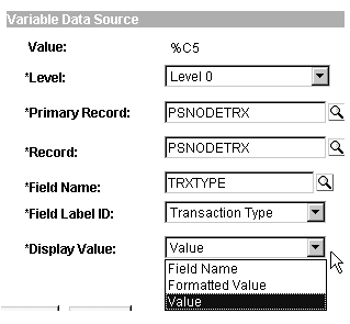Example of the Value display value