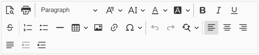 Rich text editor toolbar