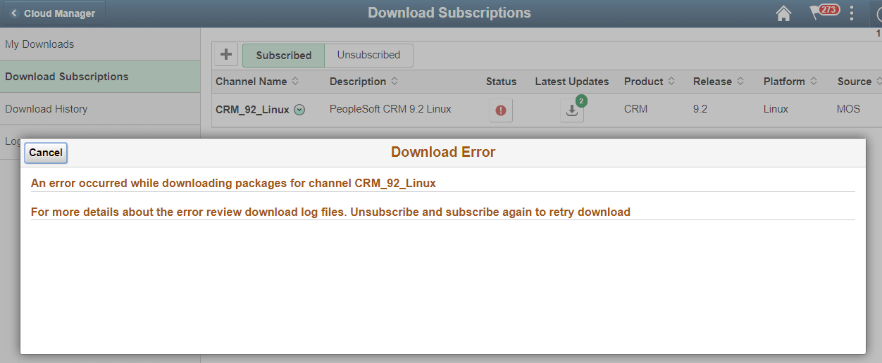 Download Error page