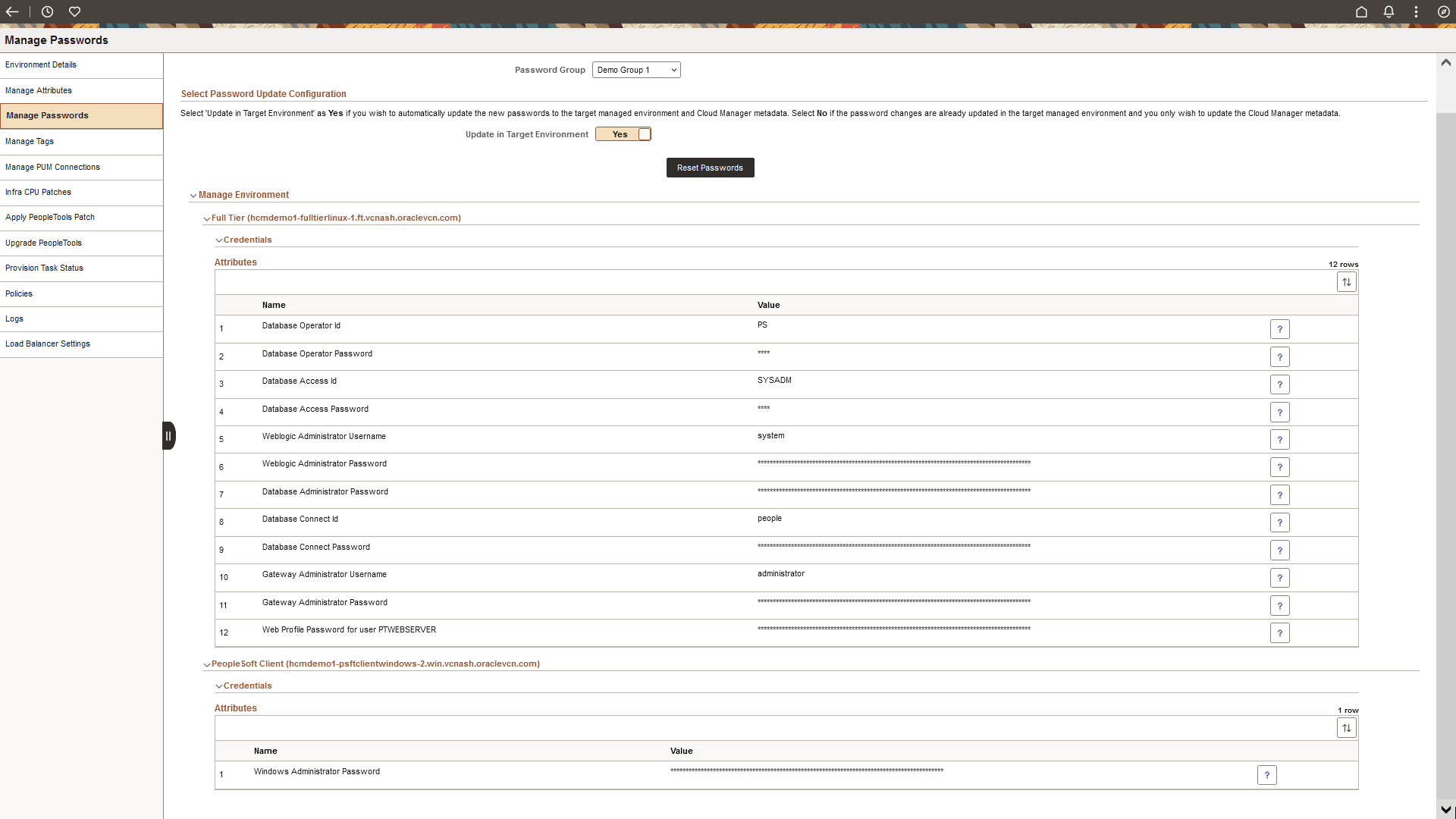Auto-filled Credentials from Password Group