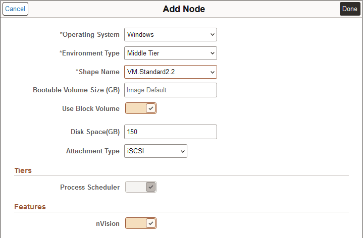 Add Node page for Windows Operating System node