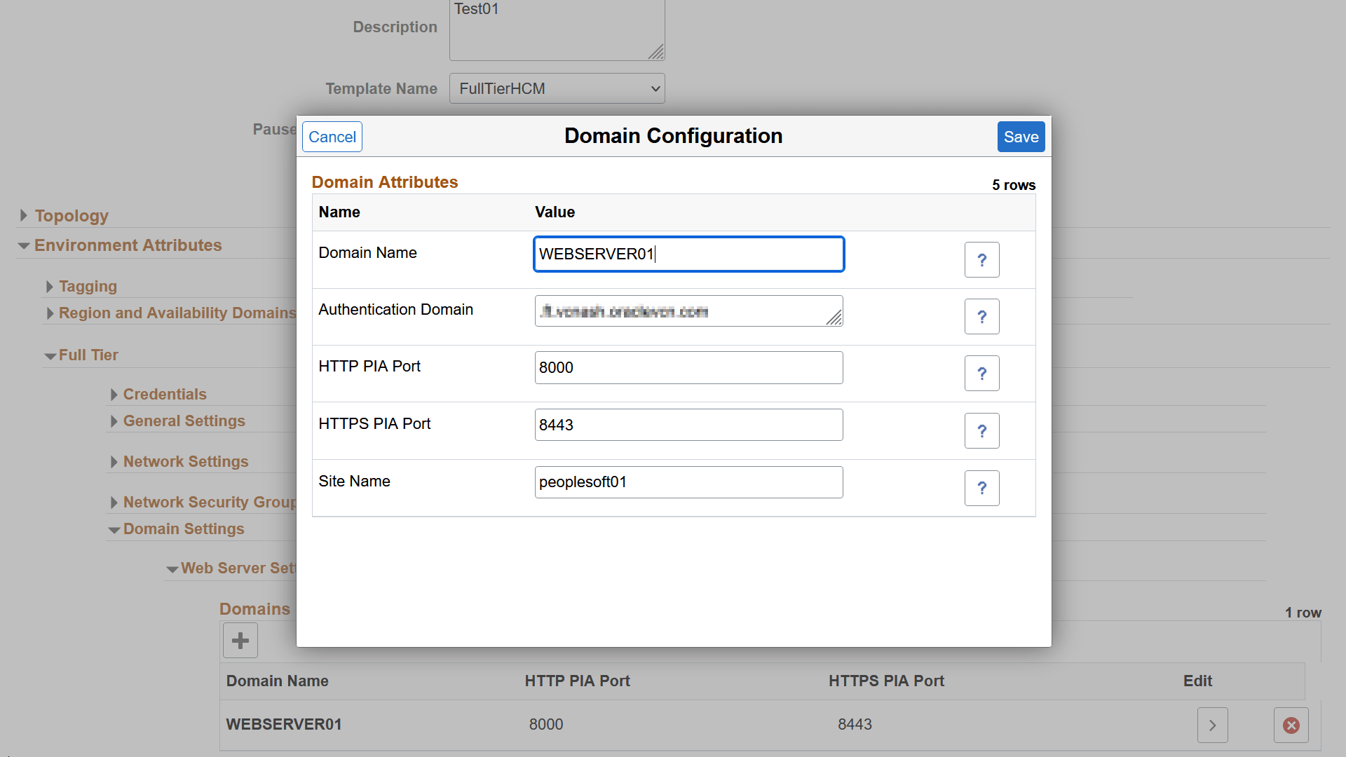 Domain Configurations - Web Server