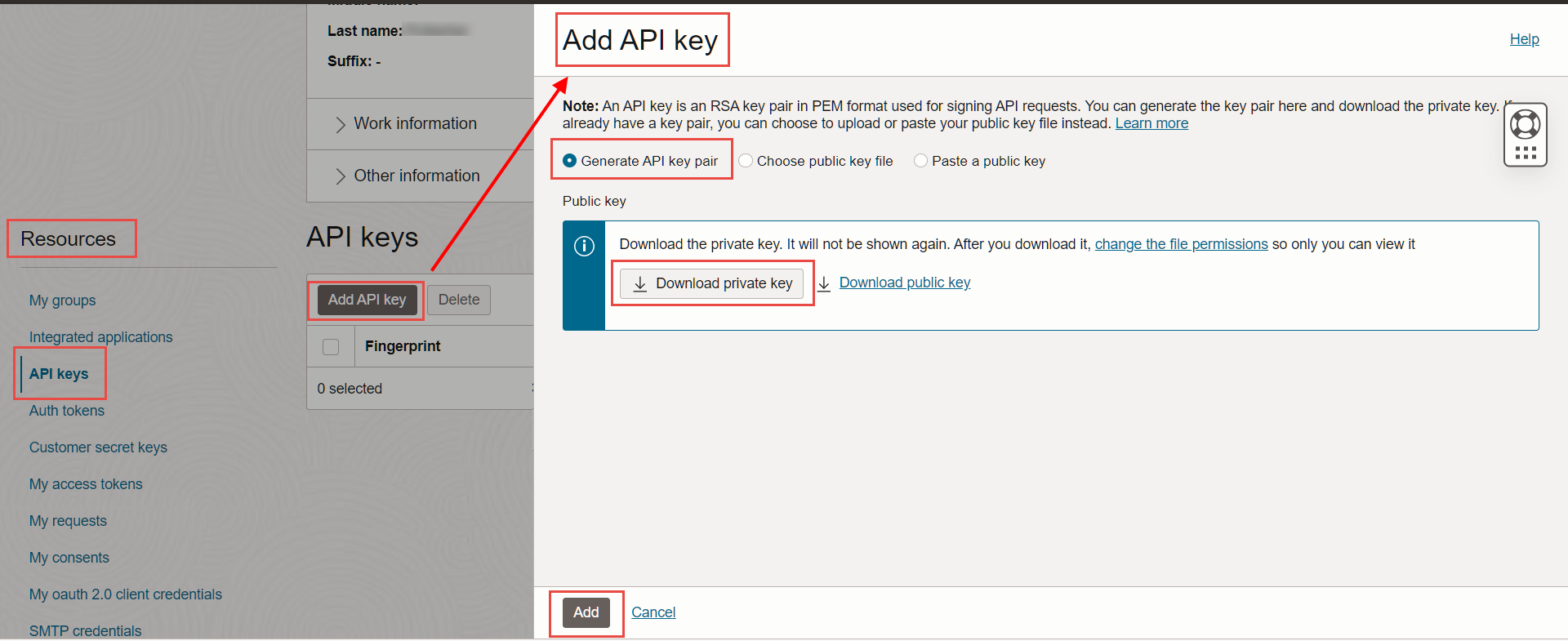 API KEYの追加画面