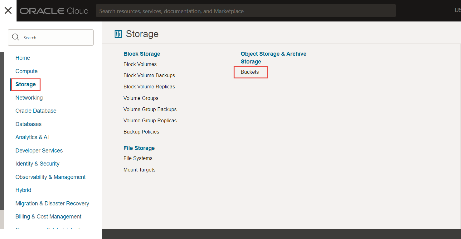 バケット・オプション画面