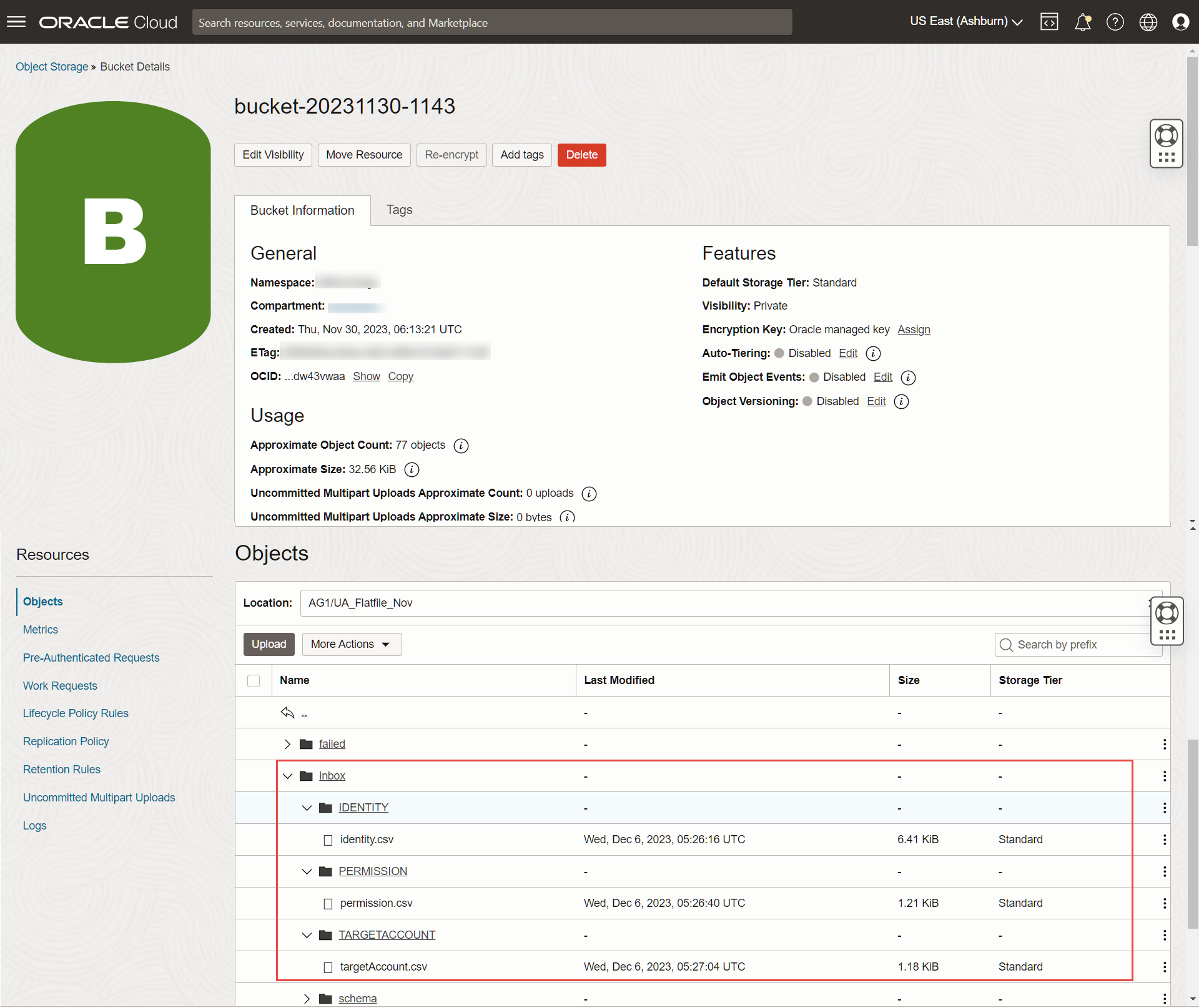 「Inbox Uploaded Files」画面
