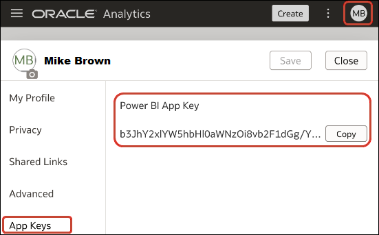 power-bi-app-key-profile.pngの説明は以下のとおりです