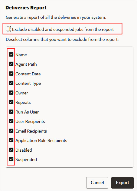 deliveries_report_options.jpgの説明は以下のとおりです
