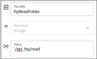 変数、操作および値フィールドが表示されます。