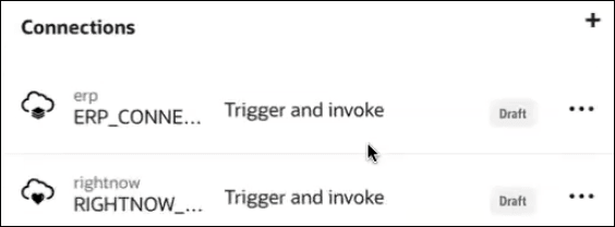「接続」セクションには、ドラフト状態の2つの接続が表示されます。 「接続」セクションには、ドラフト状態の2つの接続が表示されます。