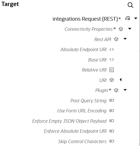 oic3_connect_props_tar.pngの説明は以下のとおりです oic3_connect_props_tar.pngの説明は以下のとおりです