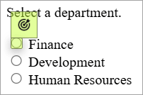 ラジオ・ボタンは緑色で、その上にターゲット・アイコンが表示されます ラジオ・ボタンは緑色で、その上にターゲット・アイコンが表示されます