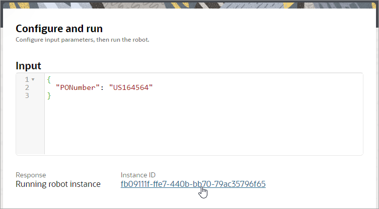 InstanceIDリンクが入力フィールドの下にあります InstanceIDリンクが入力フィールドの下にあります