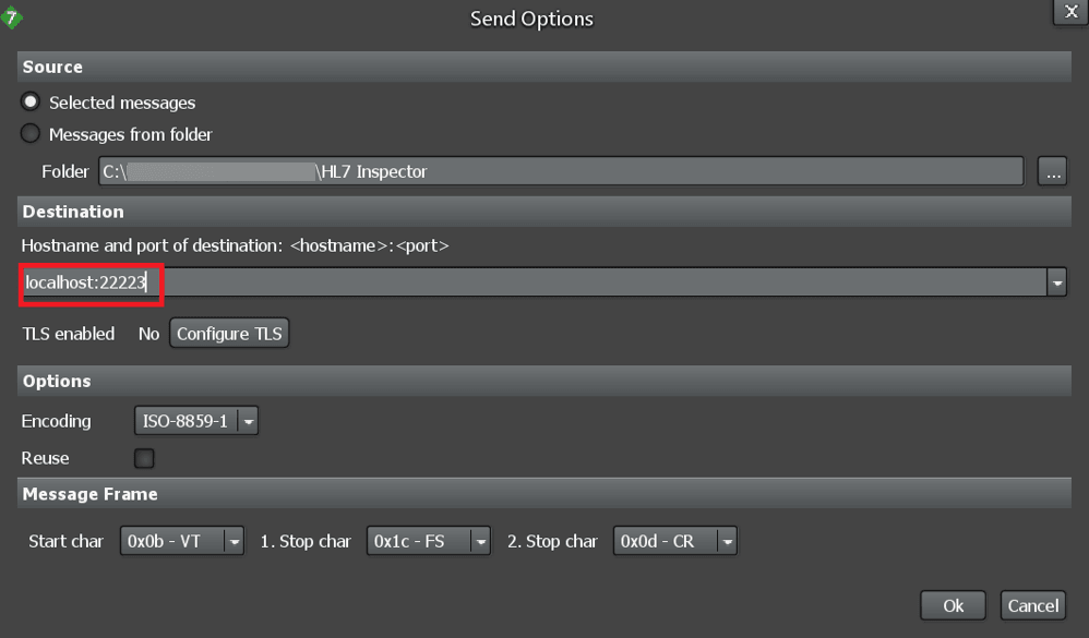 hl7-simulator-send-options.pngの説明は以下のとおりです