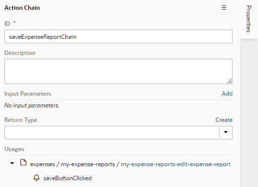 アクション・チェーンのプロパティ・ペイン