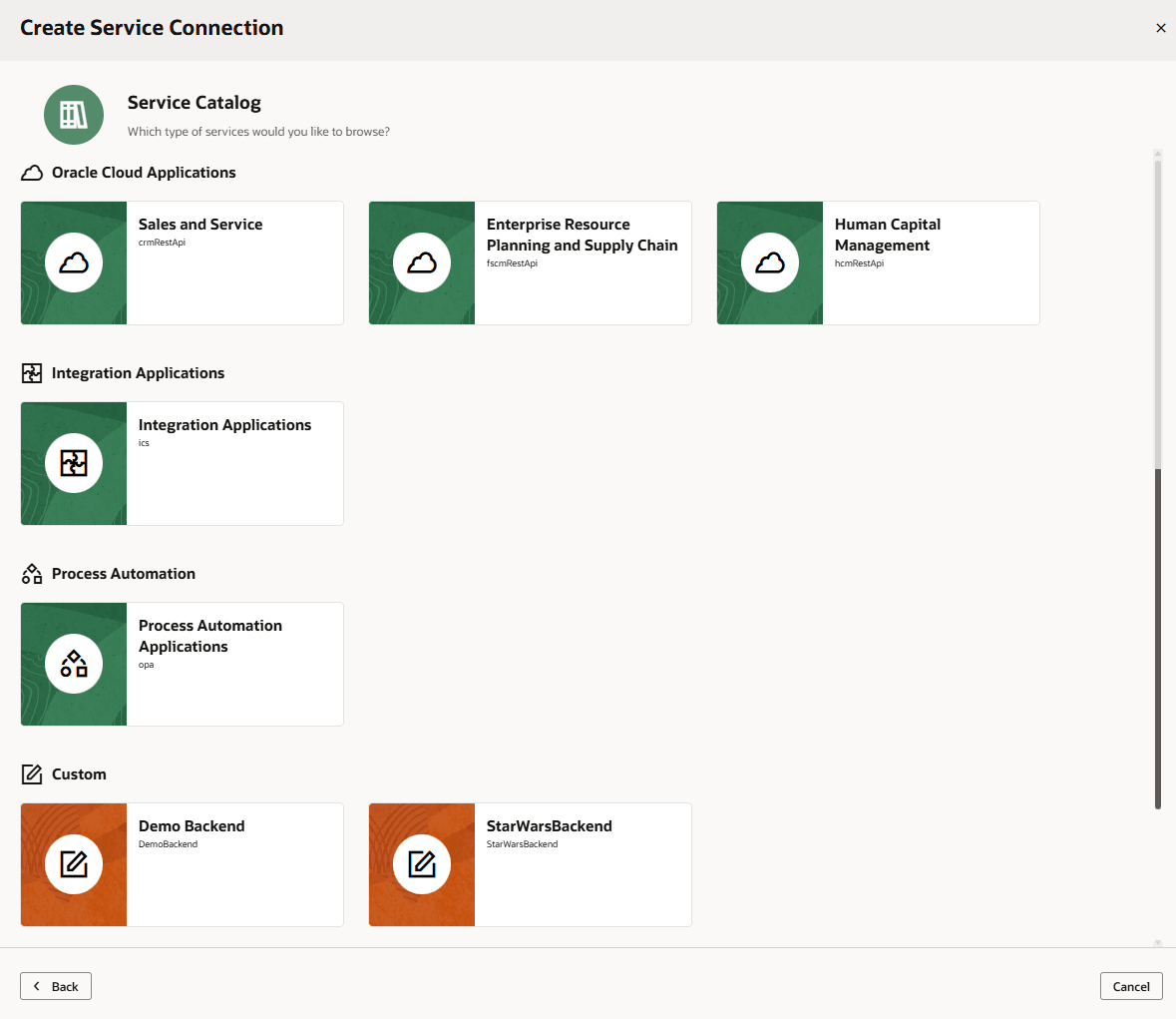 service-connections-create-selectcatalog.pngの説明は以下のとおりです service-connections-create-selectcatalog.pngの説明は以下のとおりです