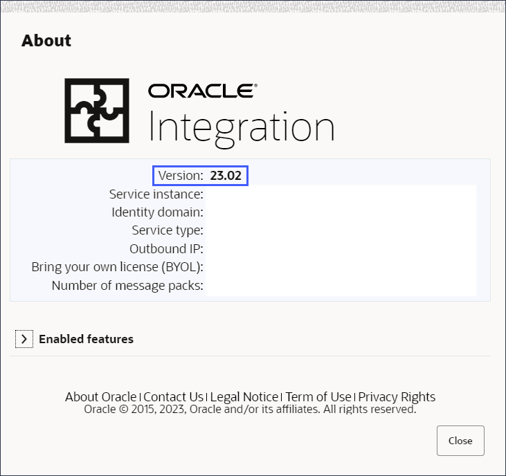 バージョン情報ダイアログのバージョン・フィールドには23.02と表示されます。