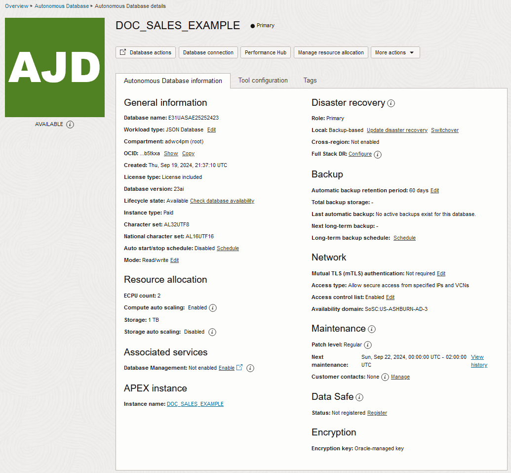 adb_ajd_console_details.pngの説明は以下のとおりです
