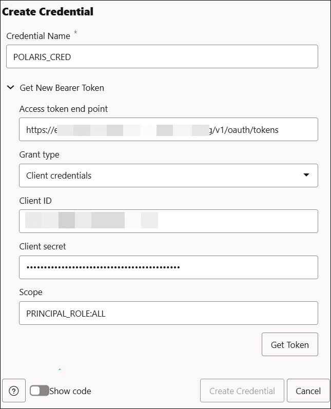 create-credential-polaris.pngの説明は以下のとおりです
