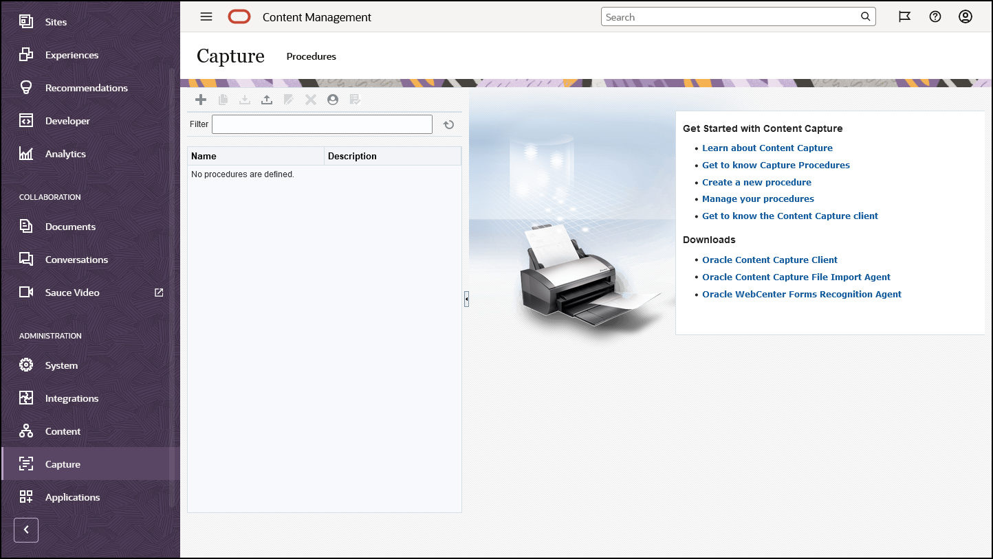 テキストで説明されている管理キャプチャ・インタフェース テキストで説明されている管理キャプチャ・インタフェース