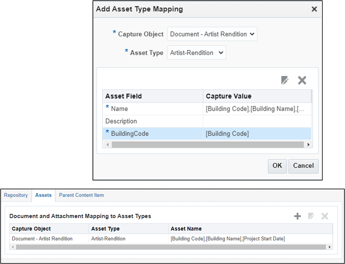 Screenshot of the Add Asset Type Mapping screen. Screenshot of the Add Asset Type Mapping screen.
