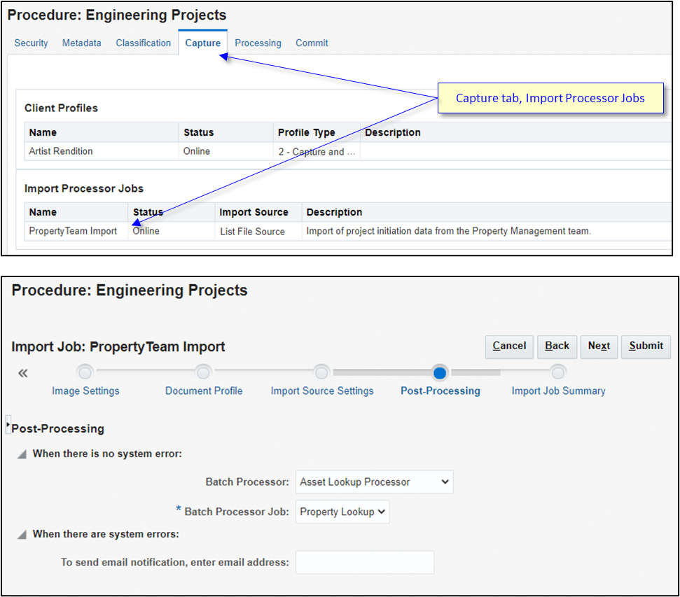 Screenshot of the Asset Lookup Job screen. Screenshot of the Asset Lookup Job screen.