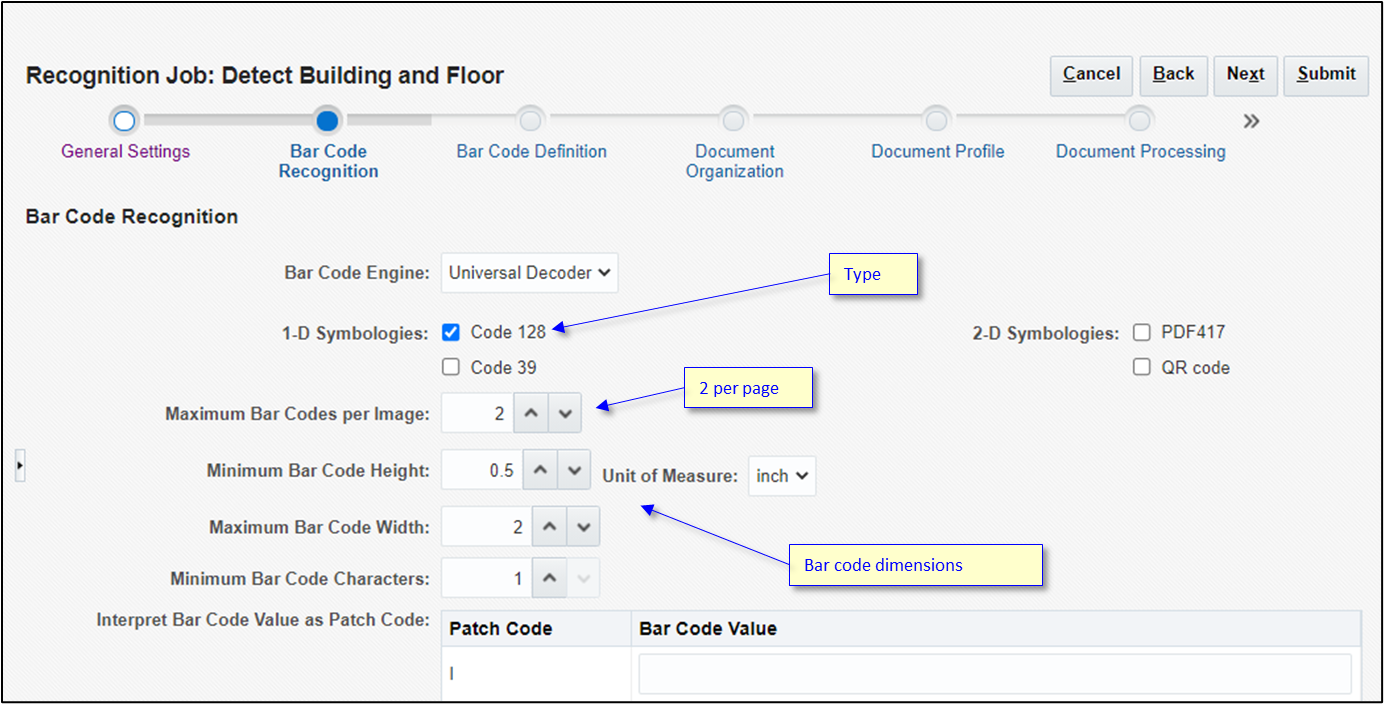 Creating a barcode recognition job. Creating a barcode recognition job.