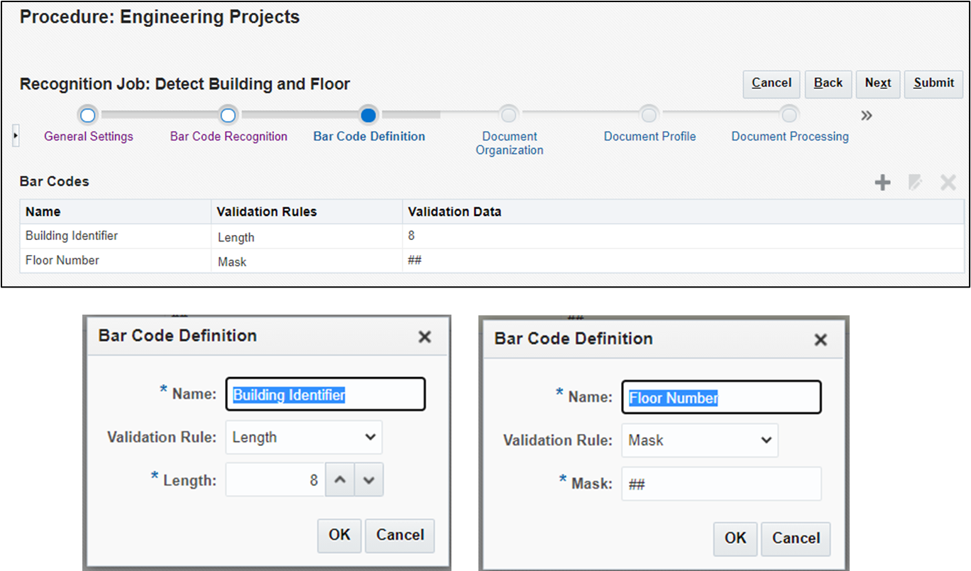 Creating a barcode recognition job. Creating a barcode recognition job.