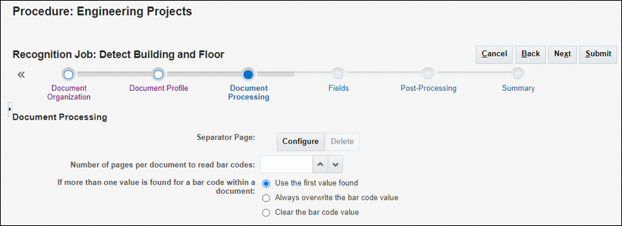 Creating a barcode recognition job. Creating a barcode recognition job.
