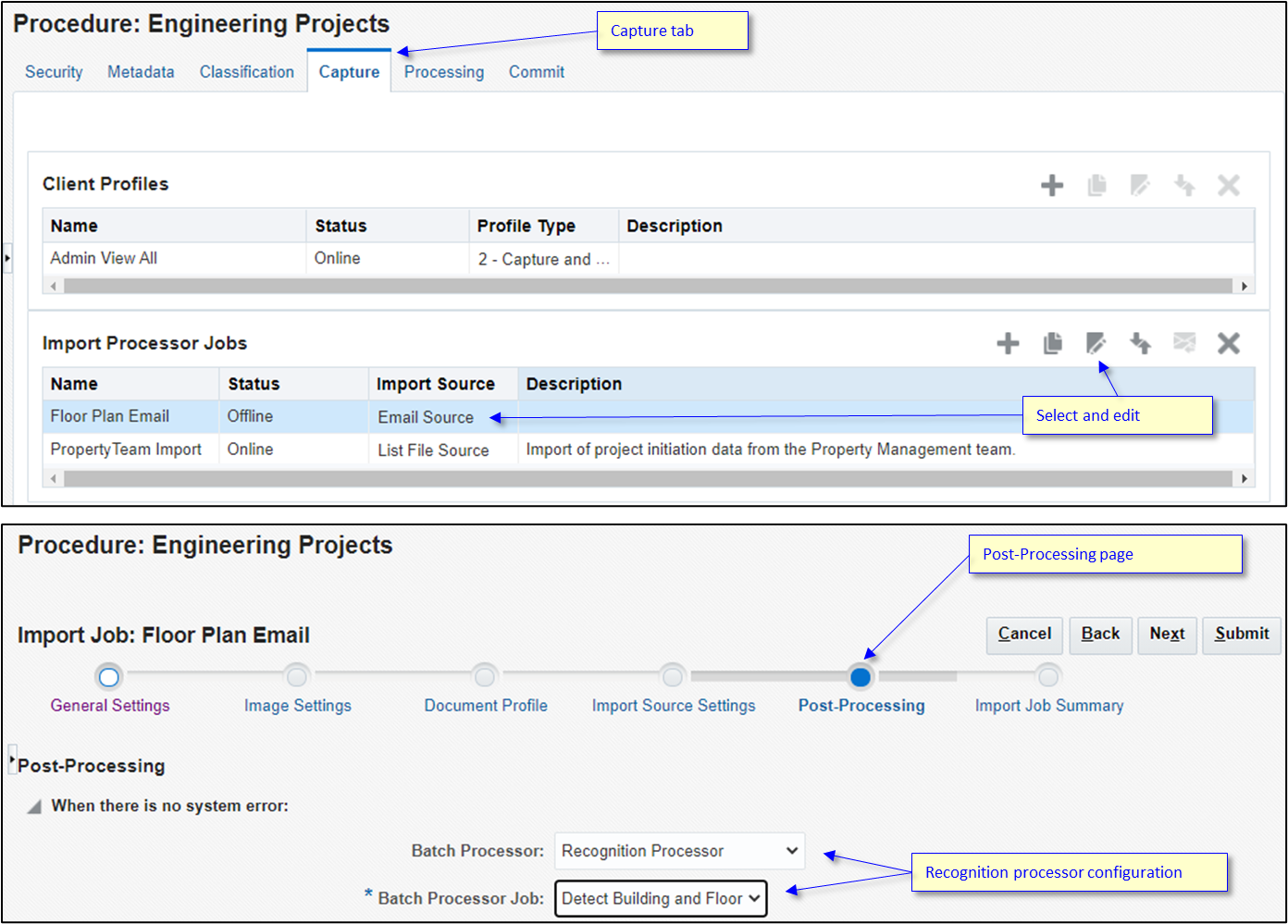 Creating a barcode recognition job. Creating a barcode recognition job.