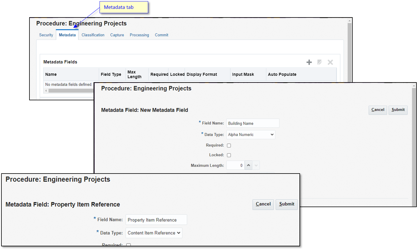 Screenshots of the process to create a content capture file import definition. Screenshots of the process to create a content capture file import definition.