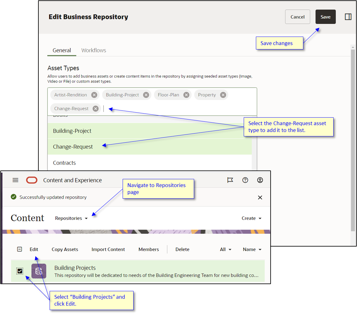 Adding the new Change Request asset type to the Building Projects repository. Adding the new Change Request asset type to the Building Projects repository.