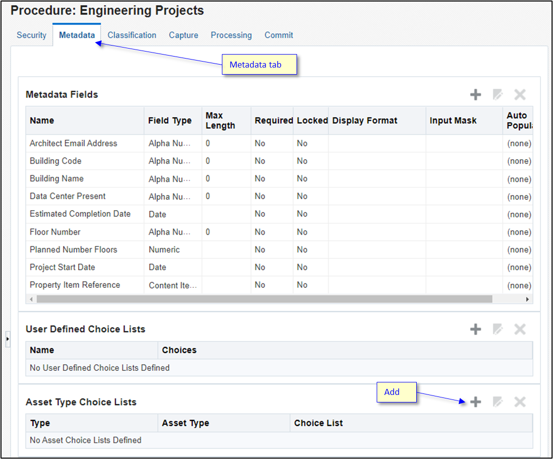 Creating a building identified choice list in the Content Capture administration web interface. Creating a building identified choice list in the Content Capture administration web interface.