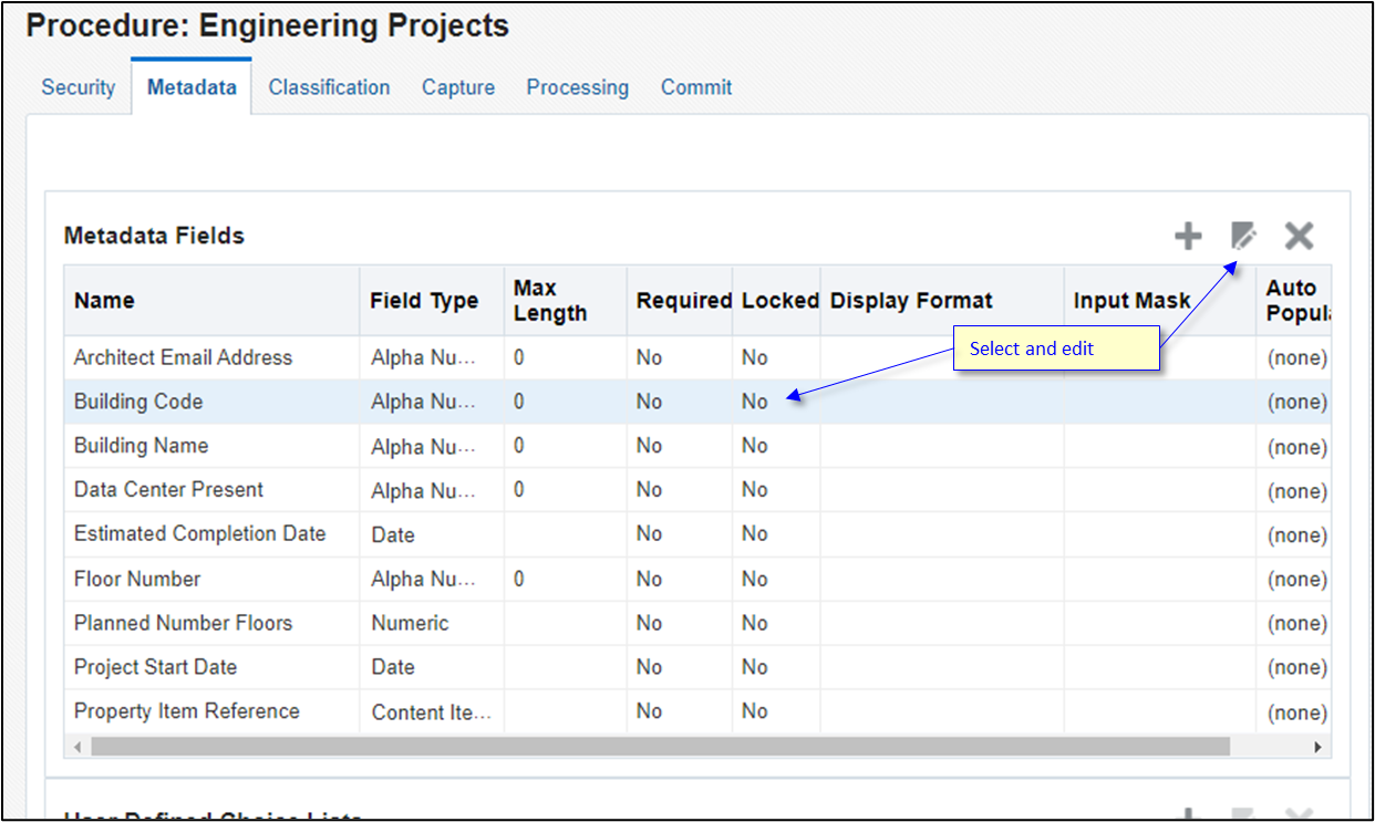 Updating the Building Code field. Updating the Building Code field.