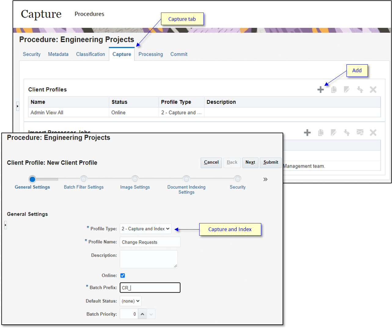Create a client profile for change requests. Create a client profile for change requests.