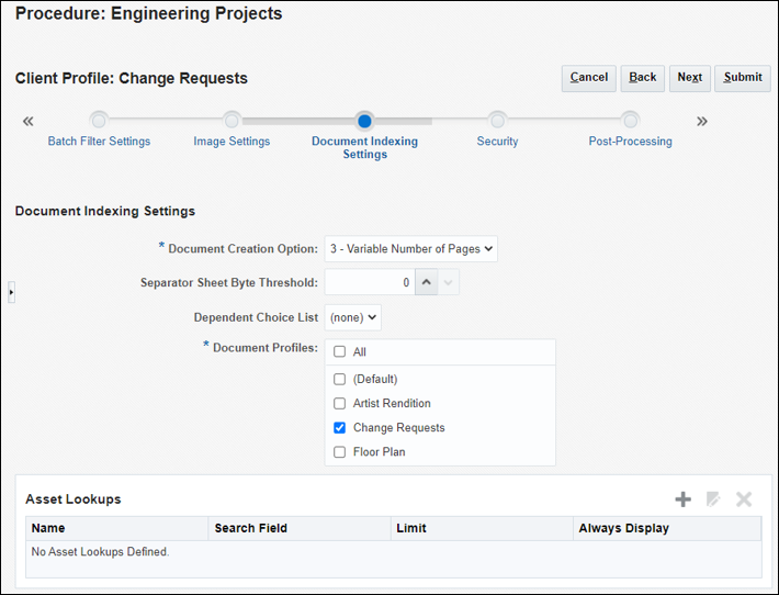 Create a client profile for change requests. Create a client profile for change requests.