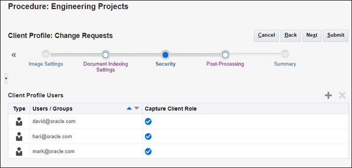 Create a client profile for change requests. Create a client profile for change requests.