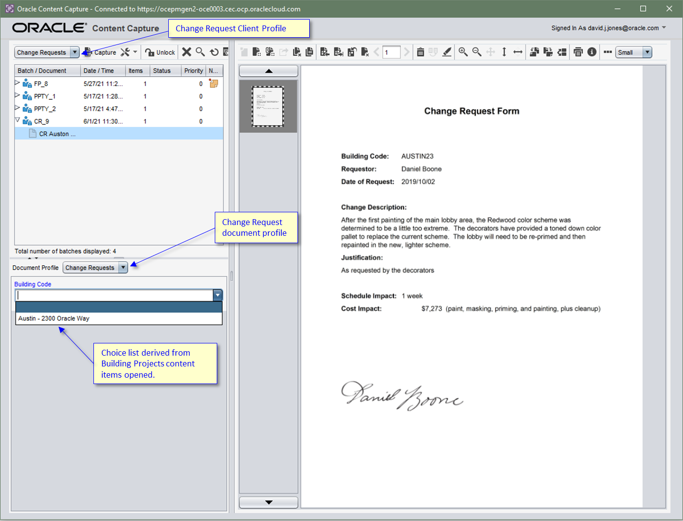 Create a client profile for change requests. Create a client profile for change requests.